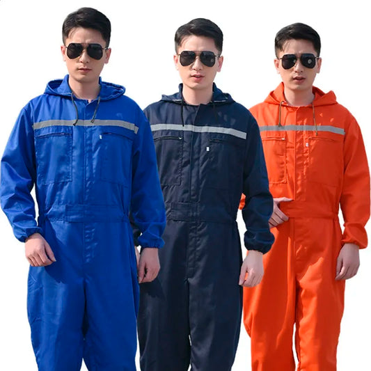 2023Men Work Clothing hooded Overalls Coveralls reflective Dust-proof Anti-pollution jumpsuit Painter Auto Repair uniforms suits