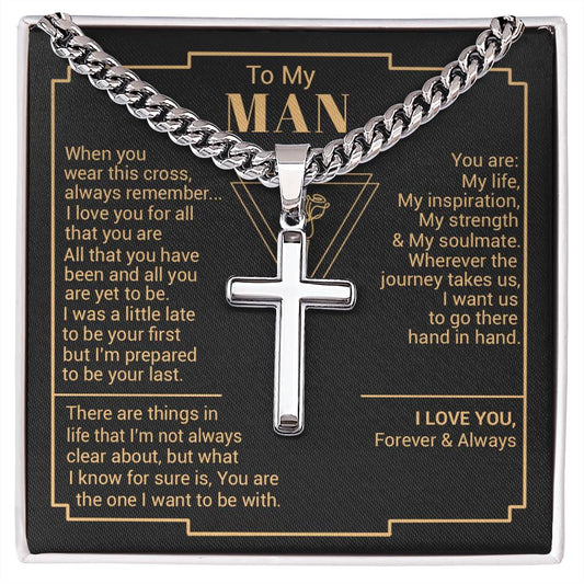 To My Man - Steel Cross Necklace