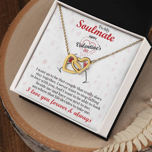 To My Soulmate Happy Valentine's Day - Interlocking Hearts Necklace